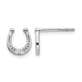 Sterling Silver RH Plated White Ice Diamond Horseshoe Post Earrings