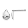 Sterling Silver RH Plated White Ice Diamond Teardrop Post Earrings