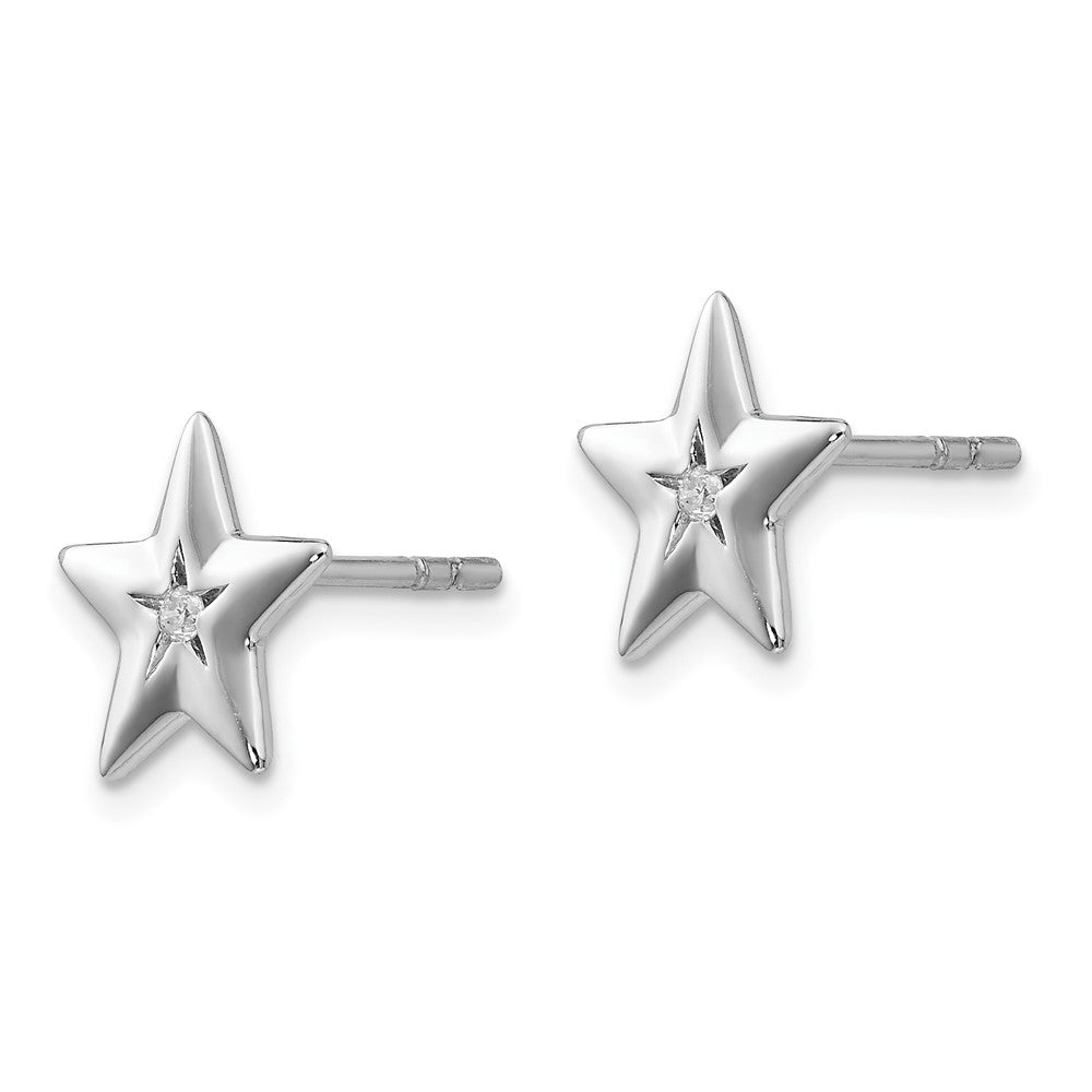 White Ice Sterling Silver RH Plated Diamond Star Post Earrings