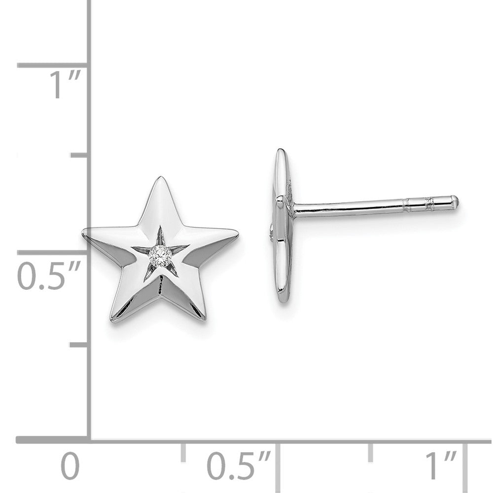 White Ice Sterling Silver RH Plated Diamond Star Post Earrings