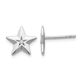 White Ice Sterling Silver RH Plated Diamond Star Post Earrings