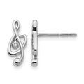 Sterling Silver RH Plated White Ice Diamond Musical Post Earrings