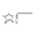 Sterling Silver RH Plated White Ice Diamond Star Post Earrings