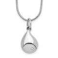 Sterling Silver RH Plated White Ice Diamond Teardrop Necklace