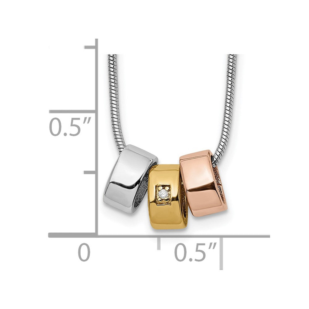 Sterling Silver RH Pl. White Ice Rose and Gold-tone Dia. Necklace