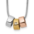 Sterling Silver RH Pl. White Ice Rose and Gold-tone Dia. Necklace