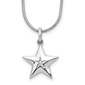 Sterling Silver RH Plated White Ice Diamond Star Necklace