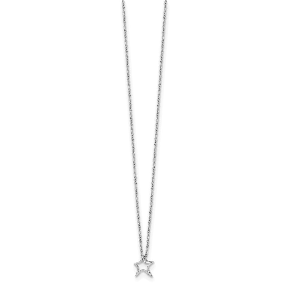 Sterling Silver RH Plated White Ice Diamond Star Necklace