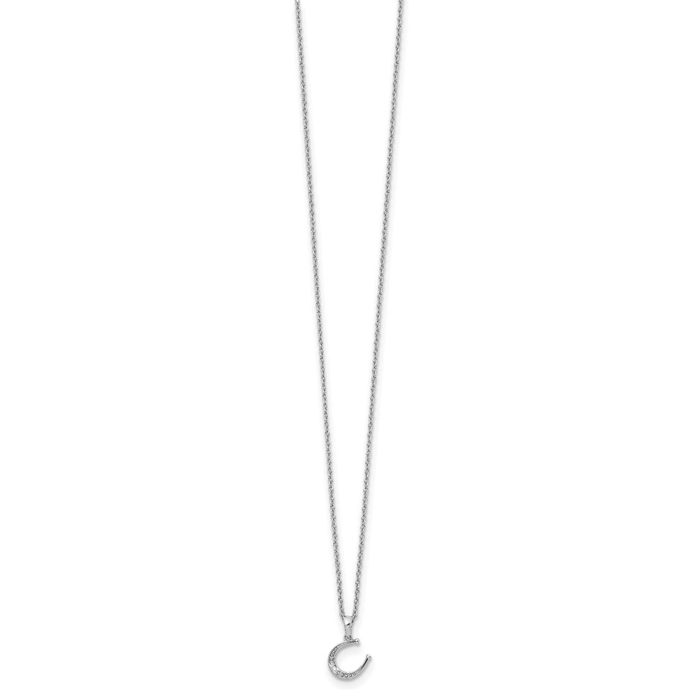 Sterling Silver RH Plated White Ice Diamond Horseshoe Necklace