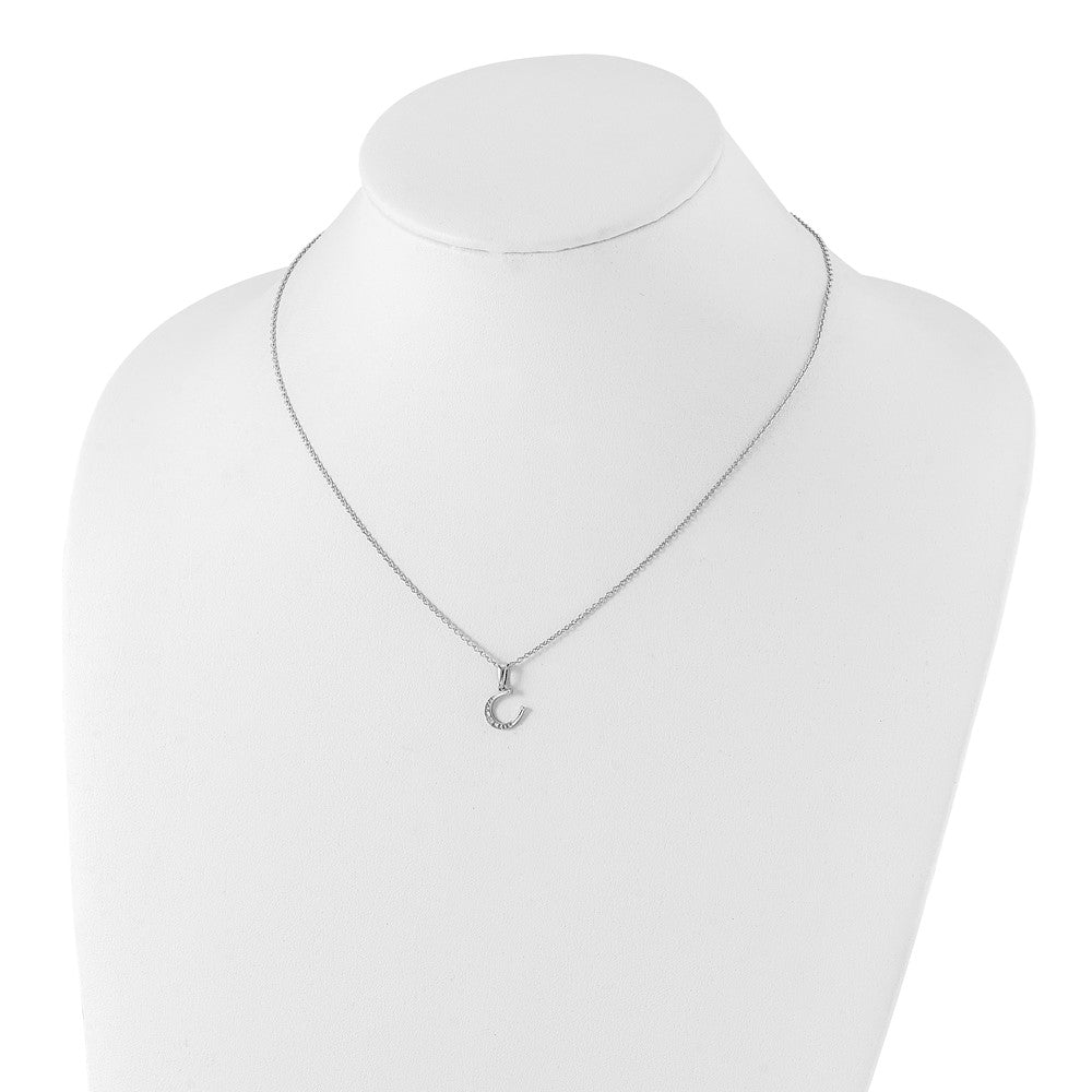 Sterling Silver RH Plated White Ice Diamond Horseshoe Necklace
