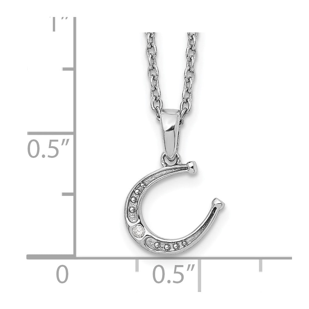Sterling Silver RH Plated White Ice Diamond Horseshoe Necklace