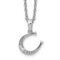 Sterling Silver RH Plated White Ice Diamond Horseshoe Necklace