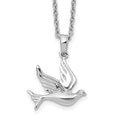 Sterling Silver RH Plated White Ice Diamond Dove Necklace