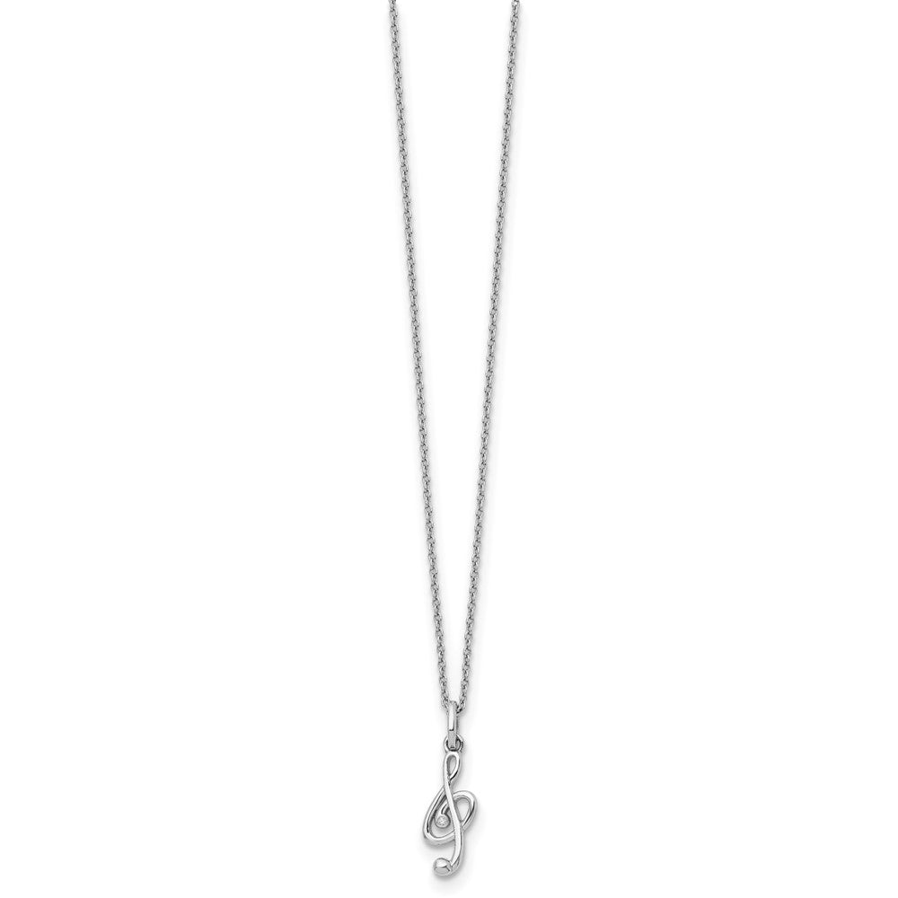 Sterling Silver RH Plated White Ice Diamond Musical Necklace