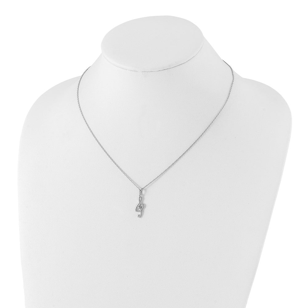 Sterling Silver RH Plated White Ice Diamond Musical Necklace