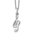 Sterling Silver RH Plated White Ice Diamond Musical Necklace