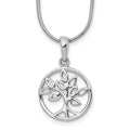 Sterling Silver RH Plated White Ice Diamond Tree Necklace