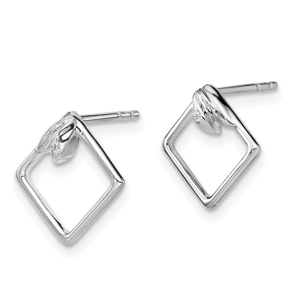 Sterling Silver RH Plated White Ice .015ct. Diamond Earrings