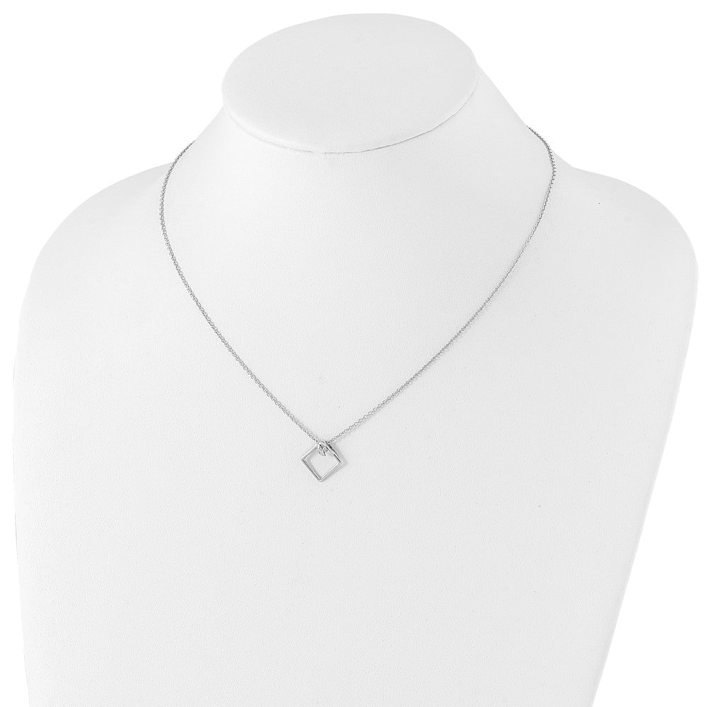 Sterling Silver RH Plated White Ice .015ct. Diamond Necklace