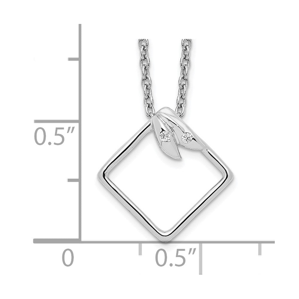 Sterling Silver RH Plated White Ice .015ct. Diamond Necklace