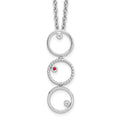Sterling Silver RH Plated White Ice Diamond and Ruby Necklace