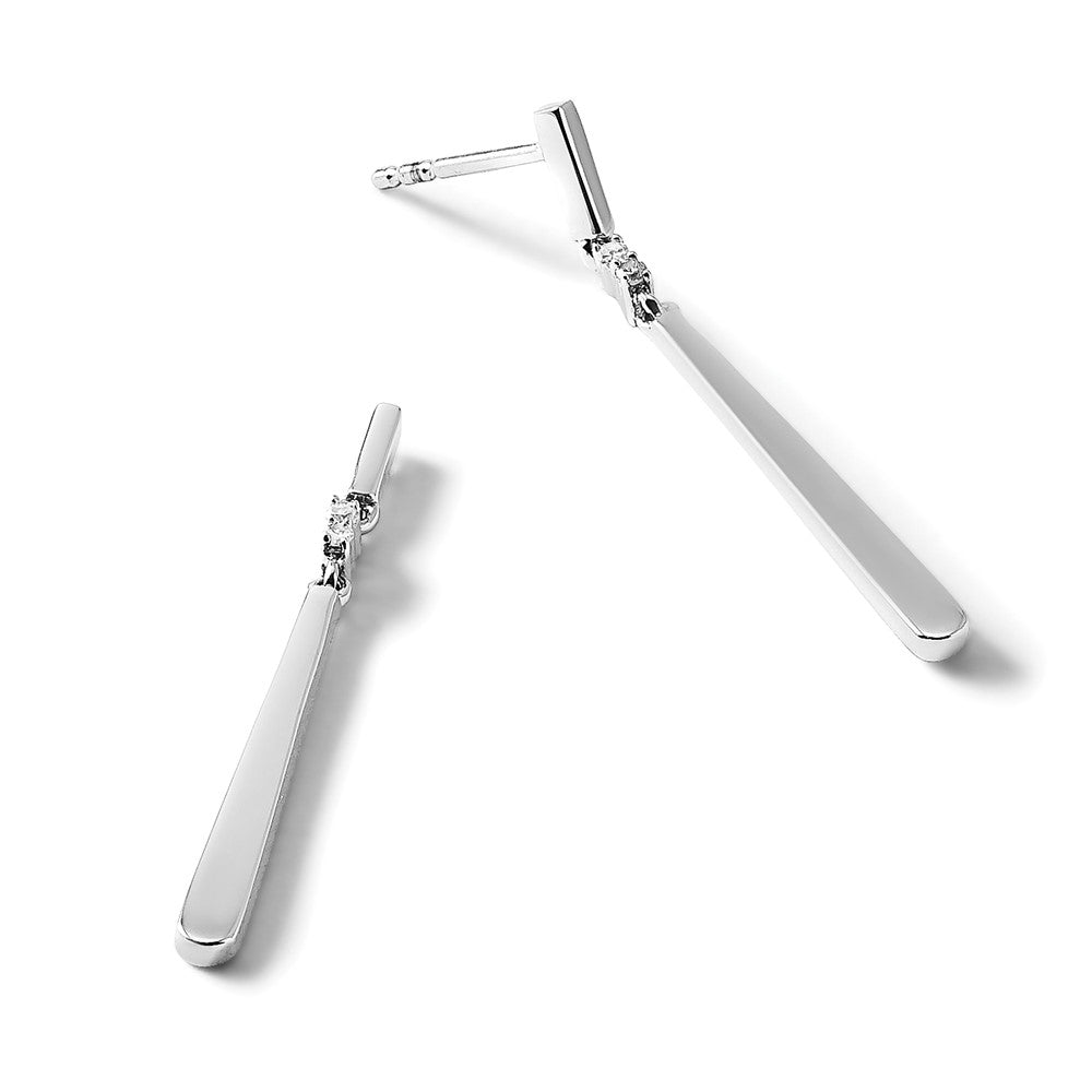 Sterling Silver RH Plated White Ice .02ct. Diamond Earrings