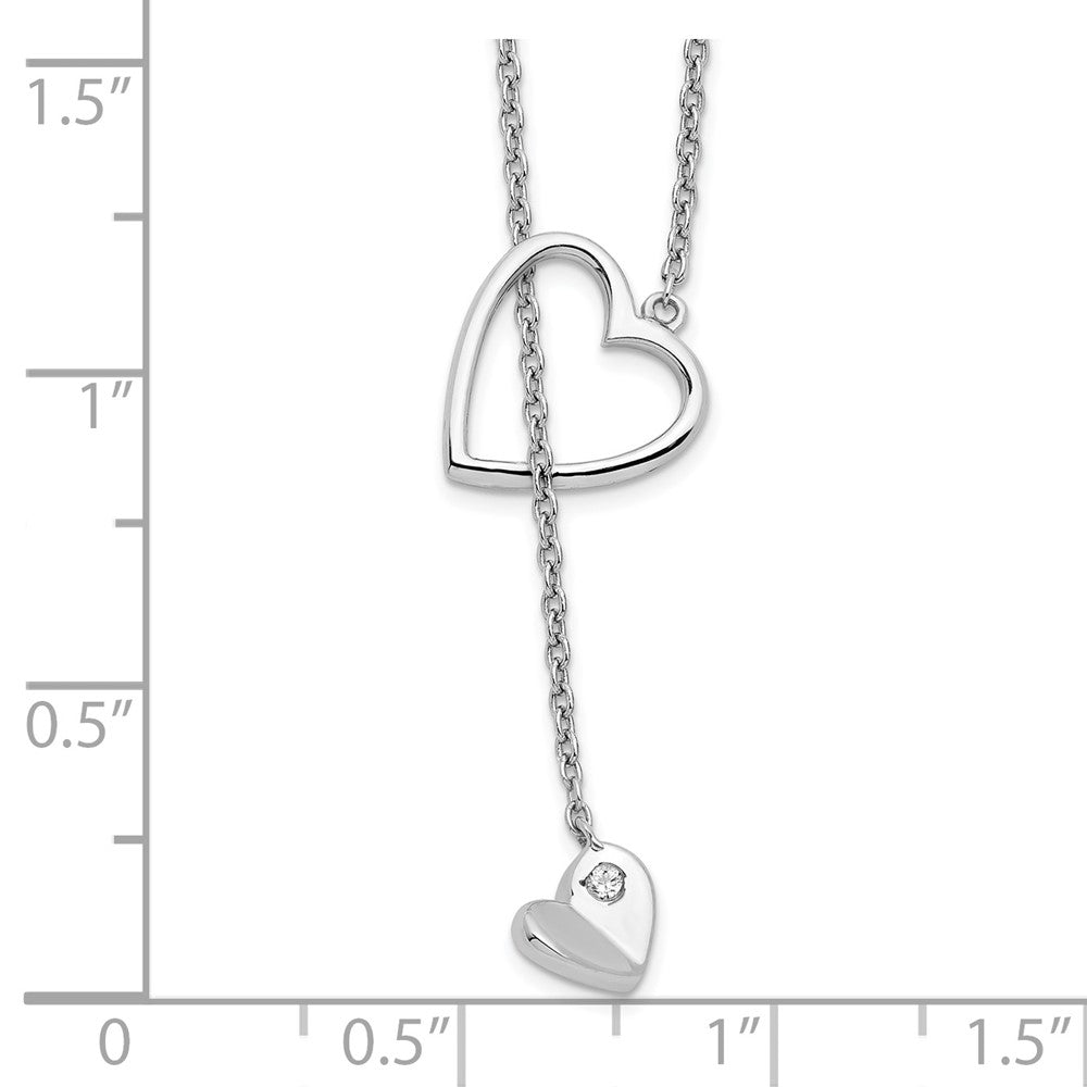 Sterling Silver RH Plated White Ice .01ct. Diamond Heart Necklace