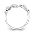 Sterling Silver RH Plated White Ice .015ct. Diamond Hearts Ring