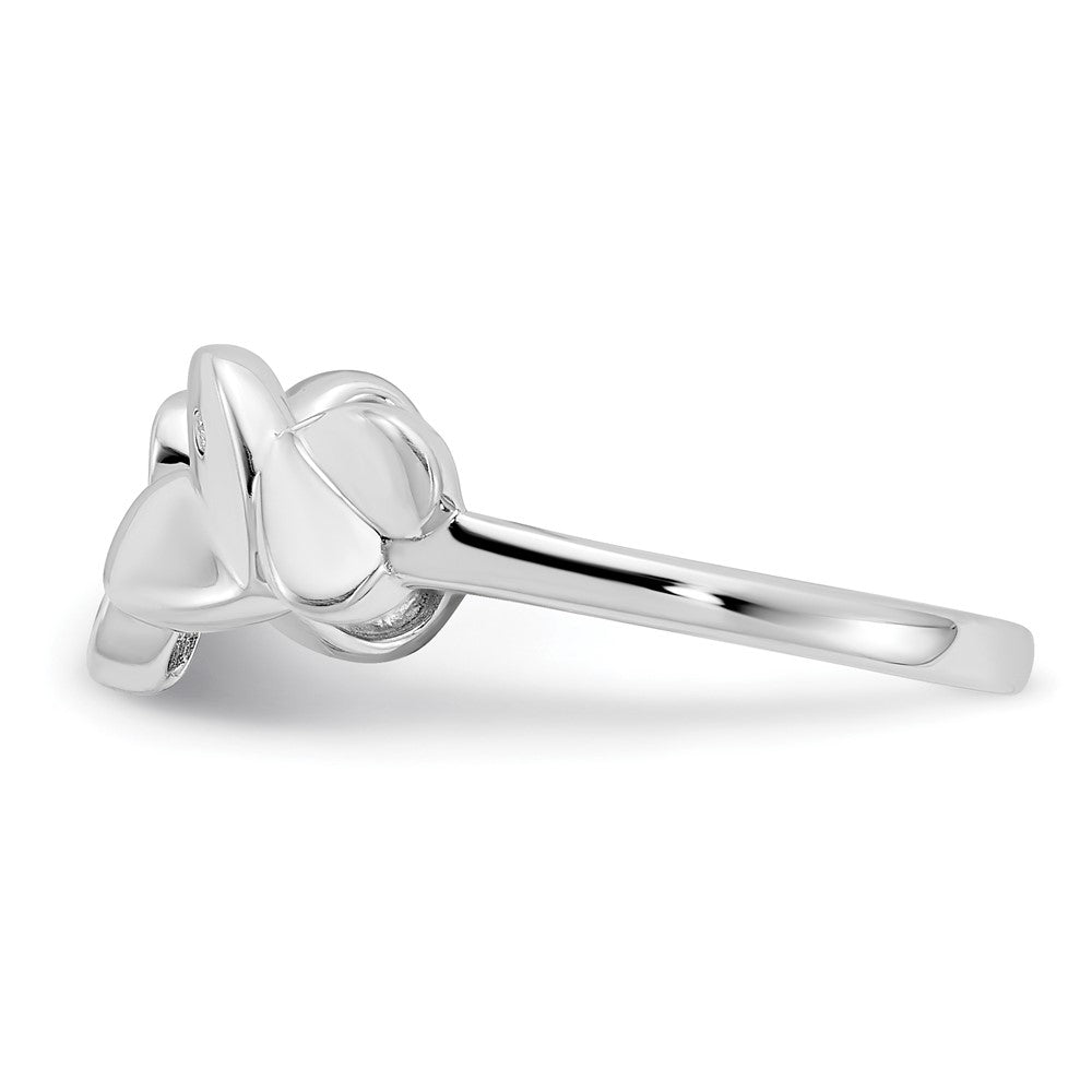 Sterling Silver RH Plated White Ice .015ct. Diamond Hearts Ring