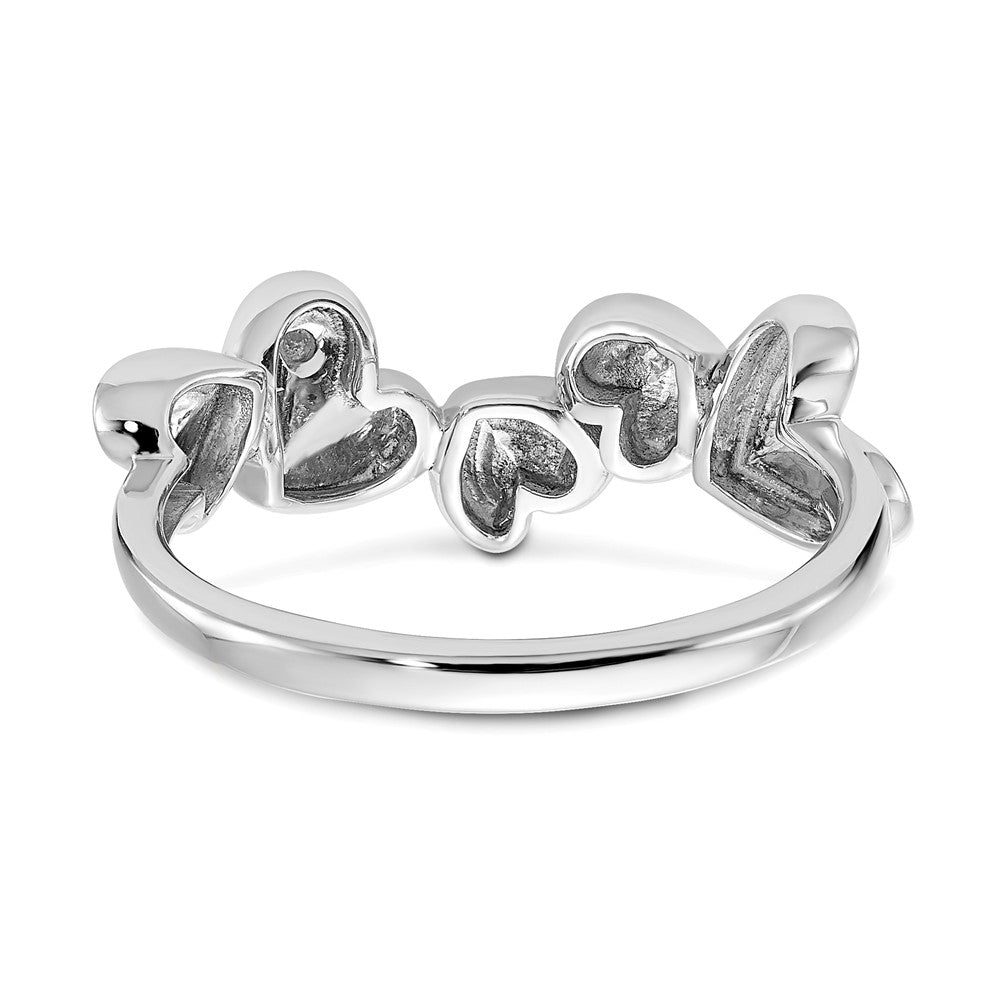 Sterling Silver RH Plated White Ice .015ct. Diamond Hearts Ring
