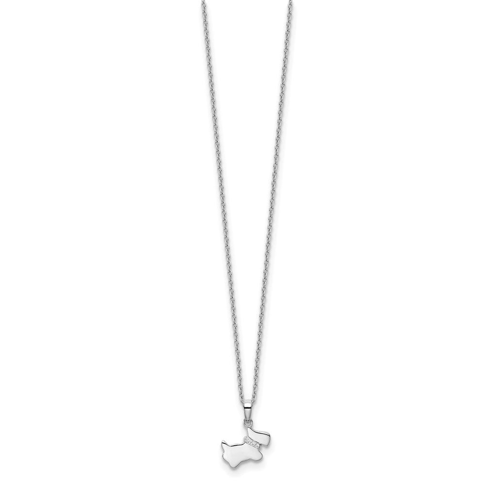 Sterling Silver RH Plated White Ice .018ct. Diamond Dog Necklace