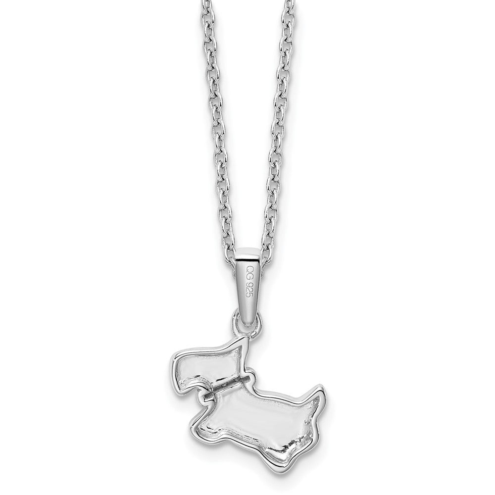 Sterling Silver RH Plated White Ice .018ct. Diamond Dog Necklace