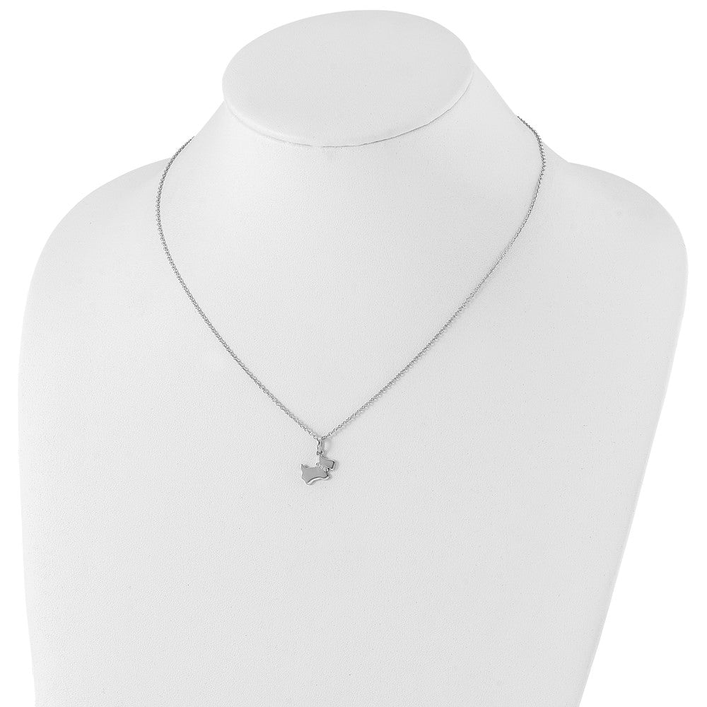 Sterling Silver RH Plated White Ice .018ct. Diamond Dog Necklace