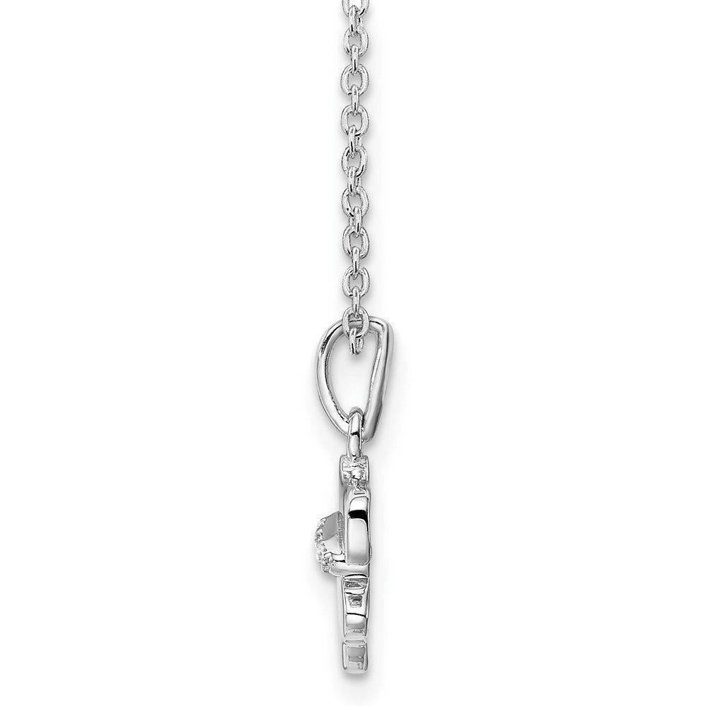 Sterling Silver RH Plated White Ice .018ct. Diamond Dog Necklace