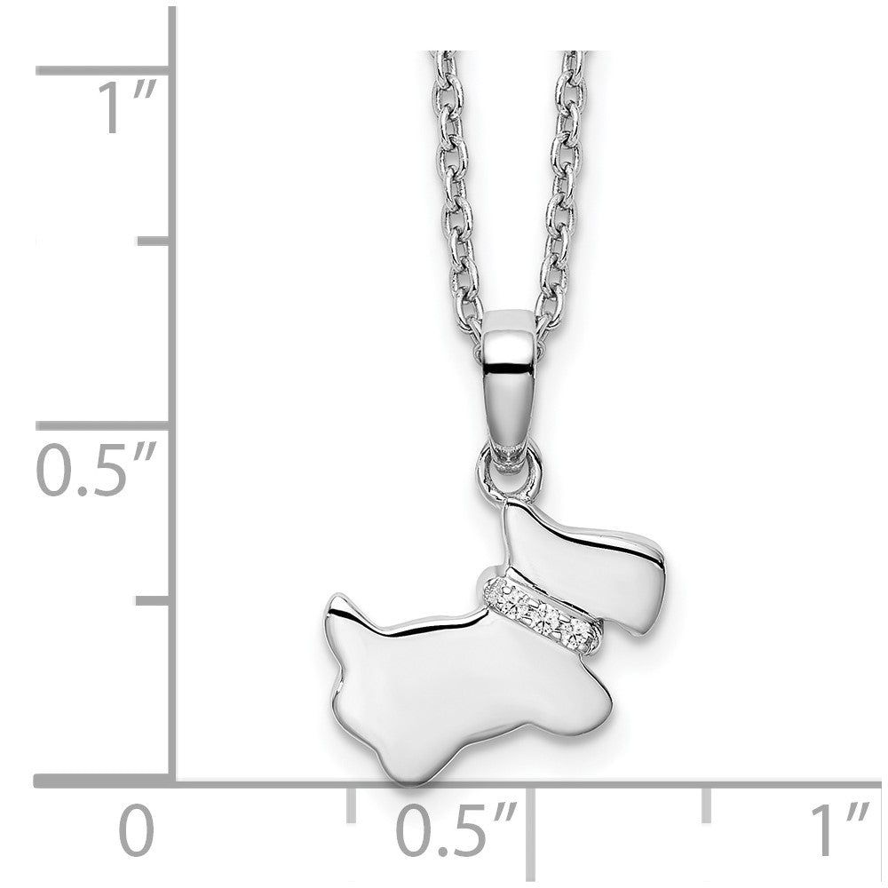 Sterling Silver RH Plated White Ice .018ct. Diamond Dog Necklace