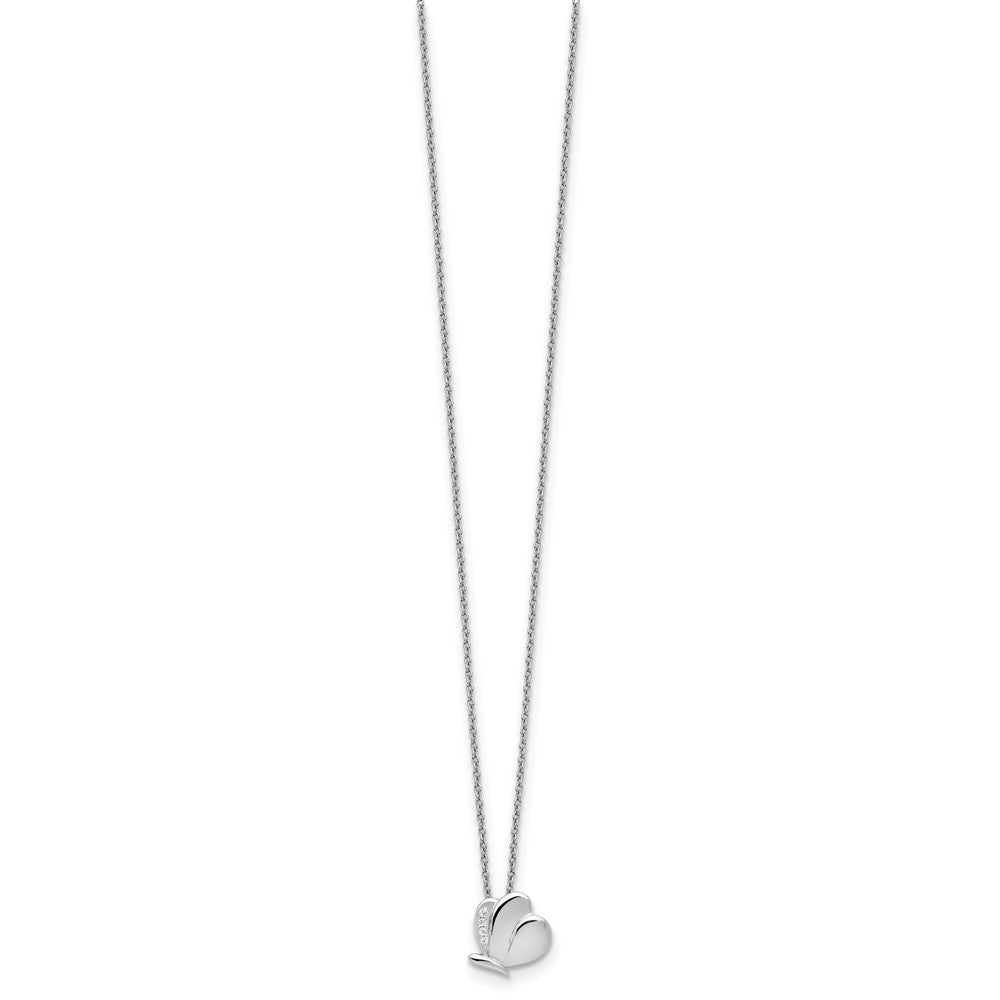Sterling Silver RH Plated White Ice Dia. Butterfly Necklace