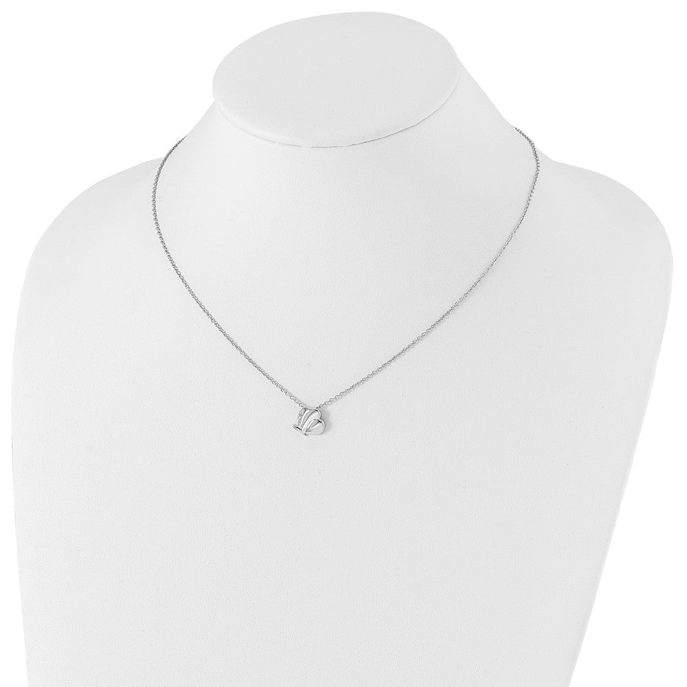 Sterling Silver RH Plated White Ice Dia. Butterfly Necklace