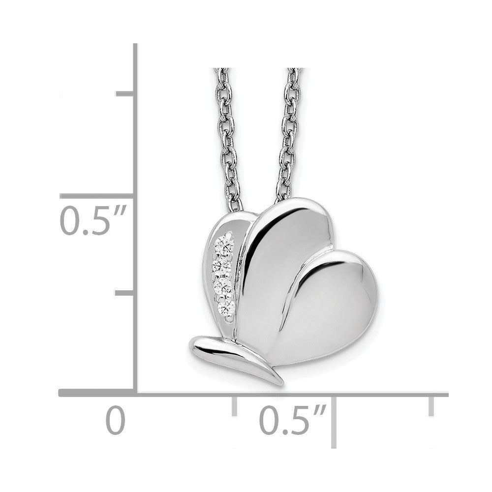 Sterling Silver RH Plated White Ice Dia. Butterfly Necklace