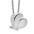 Sterling Silver RH Plated White Ice Dia. Butterfly Necklace
