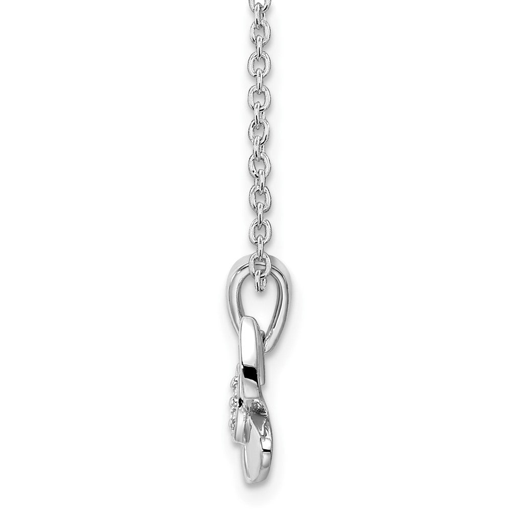 Sterling Silver RH Plated White Ice .015ct. Dia. Butterfly Necklace