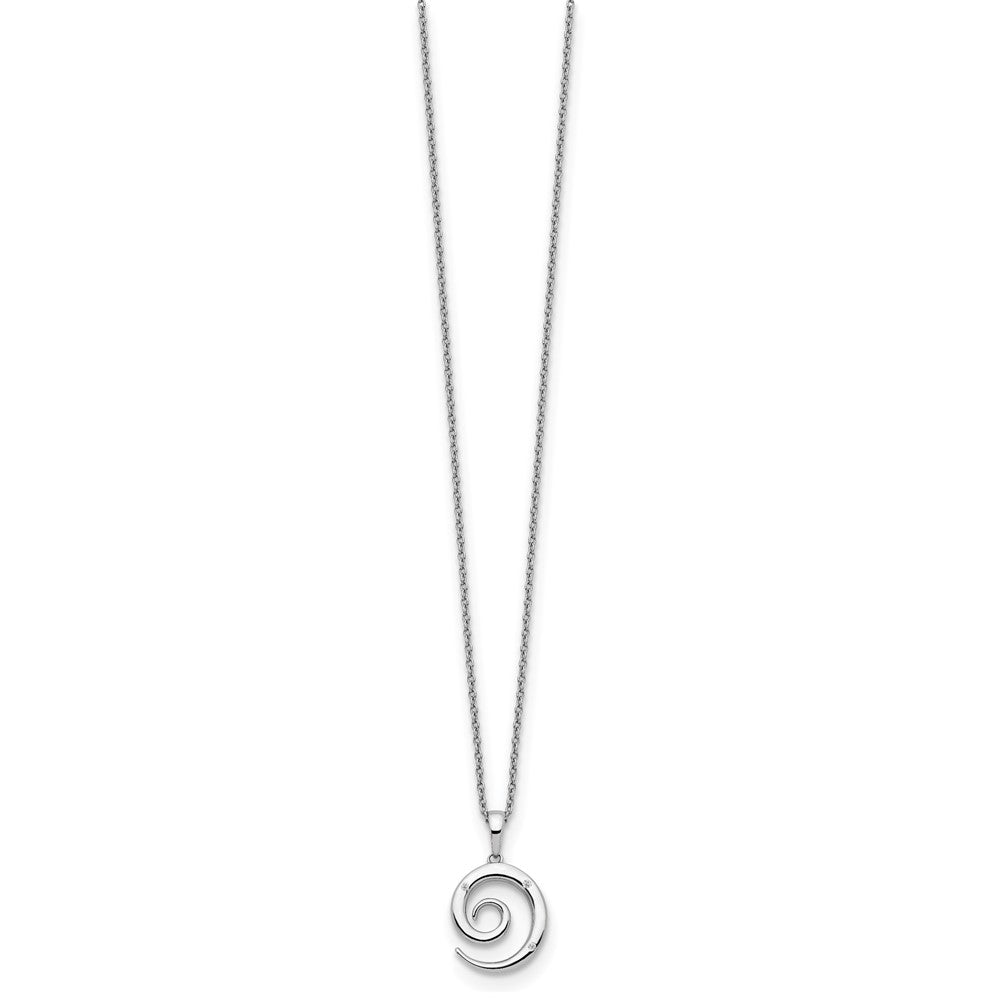 Sterling Silver RH Plated White Ice .02ct. Diamond Swirl Necklace