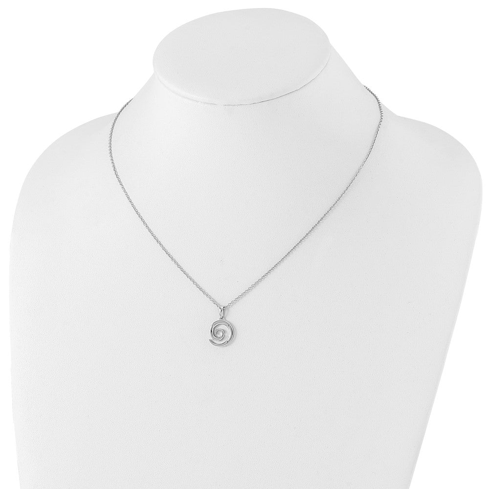 Sterling Silver RH Plated White Ice .02ct. Diamond Swirl Necklace