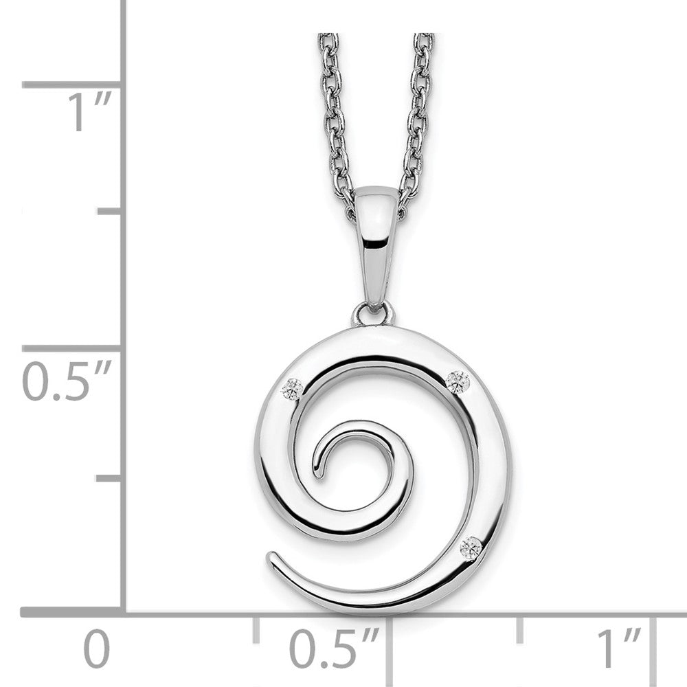 Sterling Silver RH Plated White Ice .02ct. Diamond Swirl Necklace