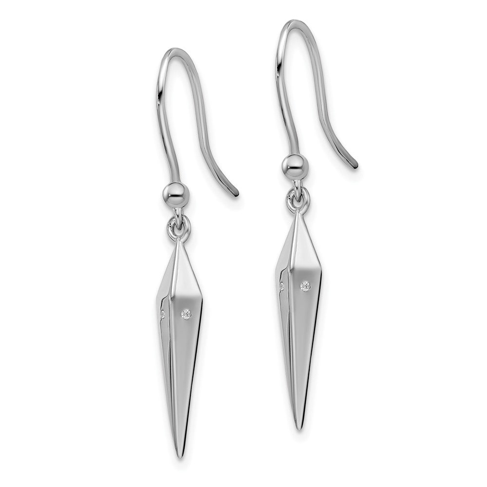Sterling Silver RH Plated White Ice .01ct. Diamond Earrings