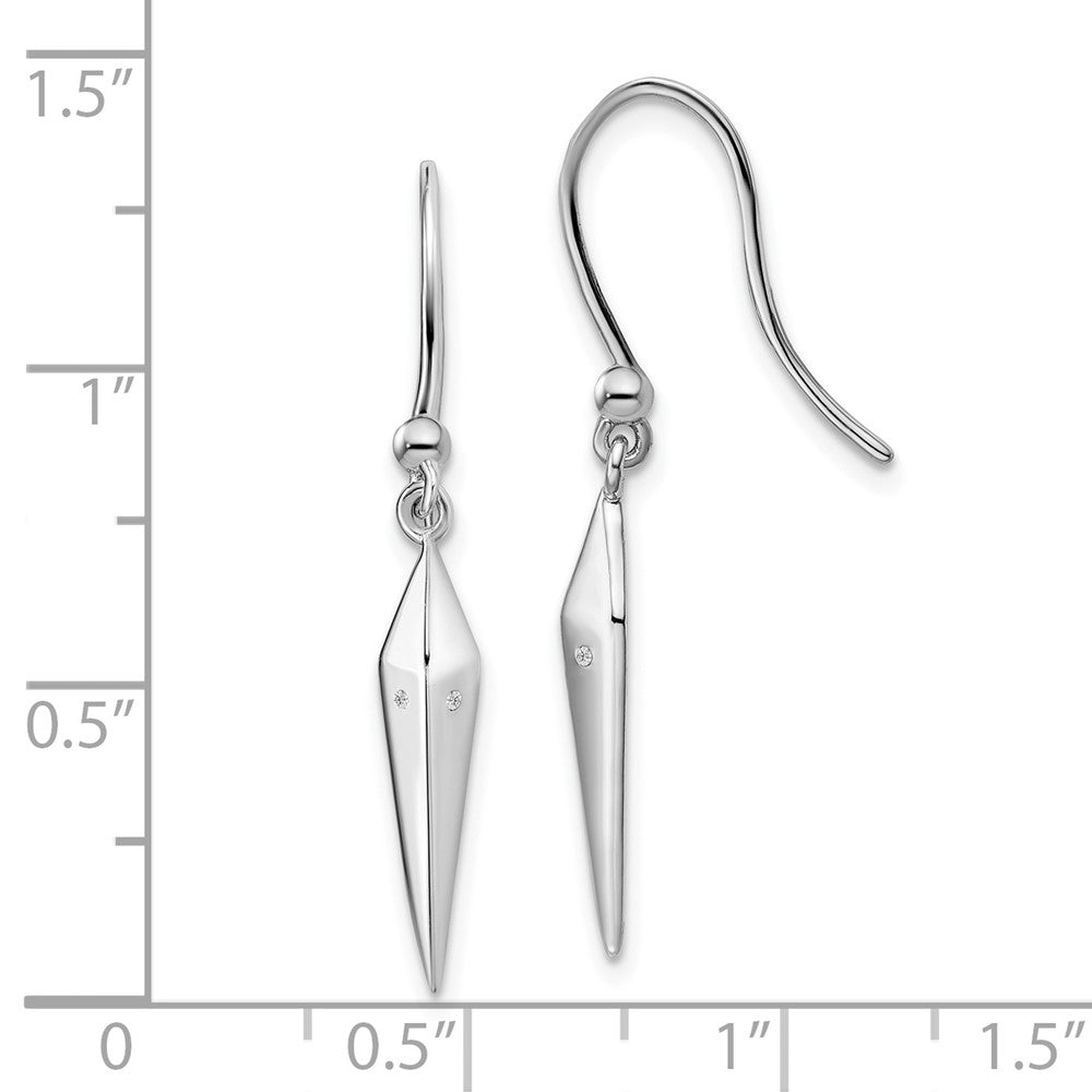 Sterling Silver RH Plated White Ice .01ct. Diamond Earrings