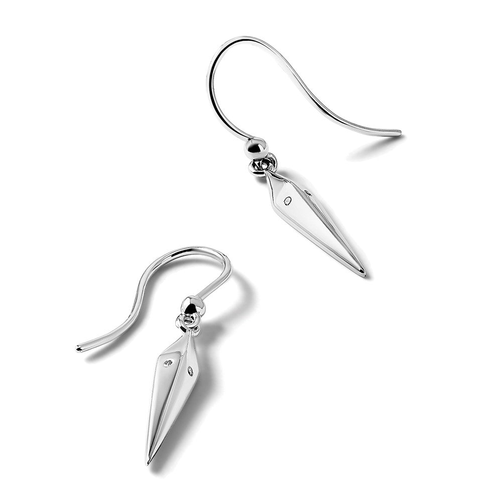 Sterling Silver RH Plated White Ice .01ct. Diamond Earrings