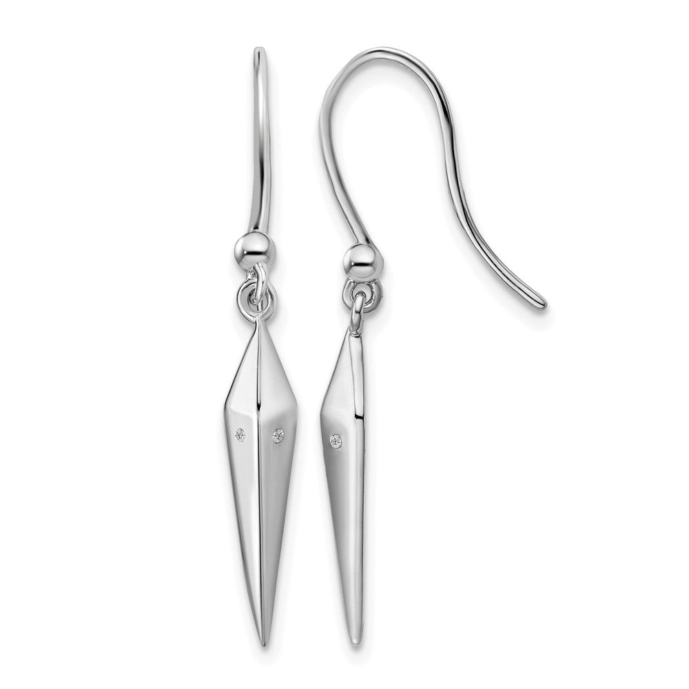 Sterling Silver RH Plated White Ice .01ct. Diamond Earrings