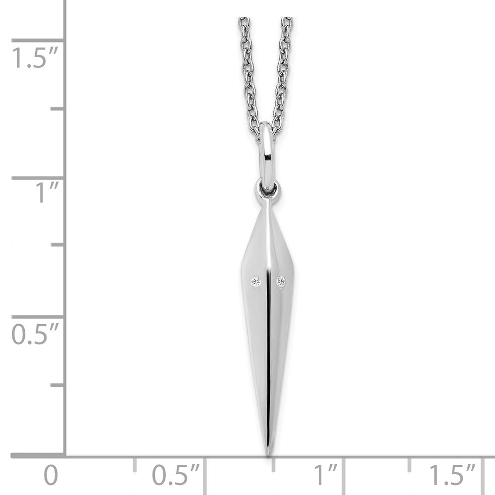 Sterling Silver RH Plated White Ice .01ct. Diamond Necklace