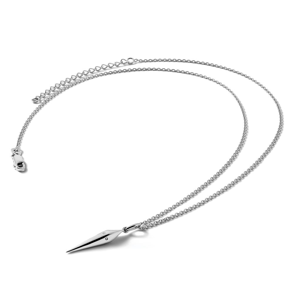 Sterling Silver RH Plated White Ice .01ct. Diamond Necklace