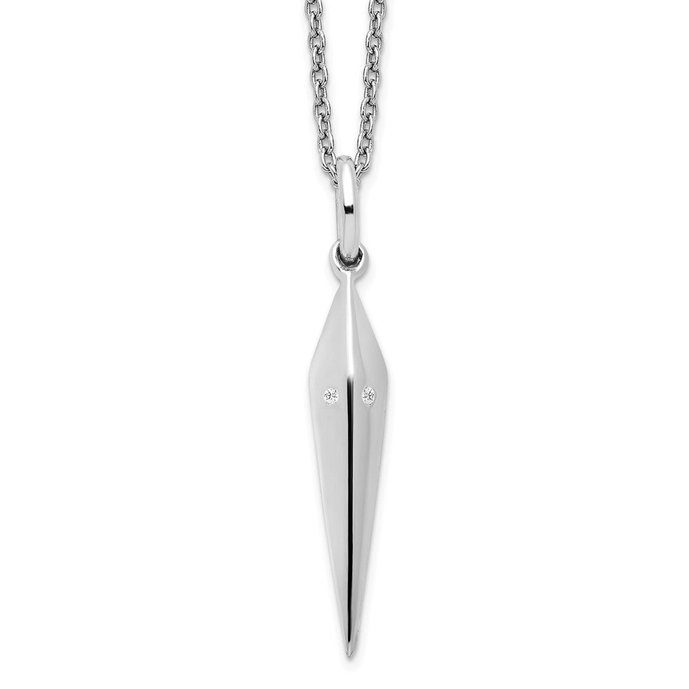Sterling Silver RH Plated White Ice .01ct. Diamond Necklace